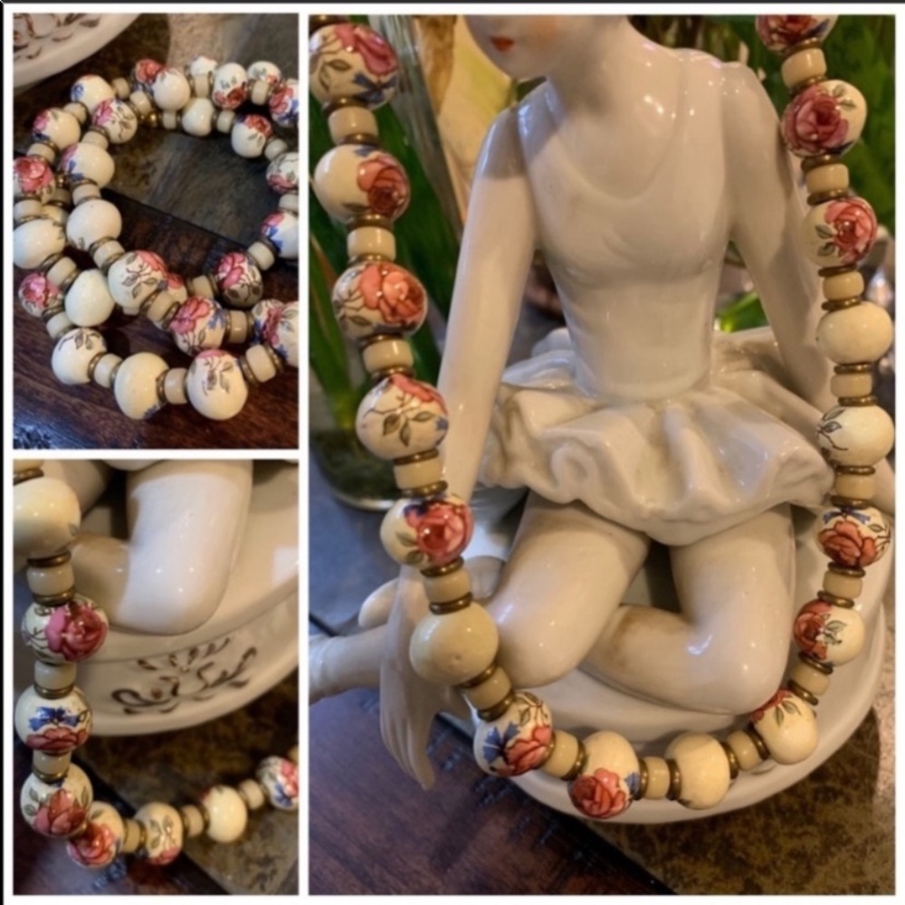 Vintage cloisonne hand-painted necklace